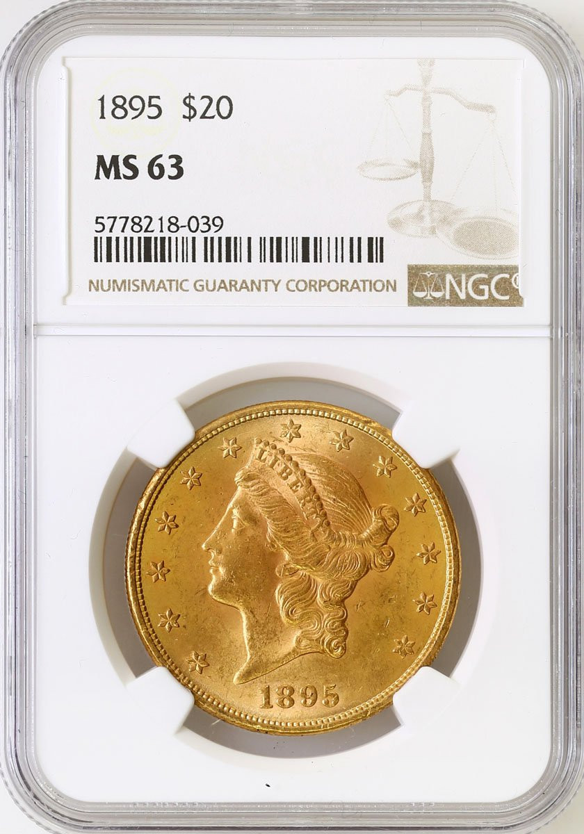 USA 20 dolarów 1895 Filadelfia NGC MS63